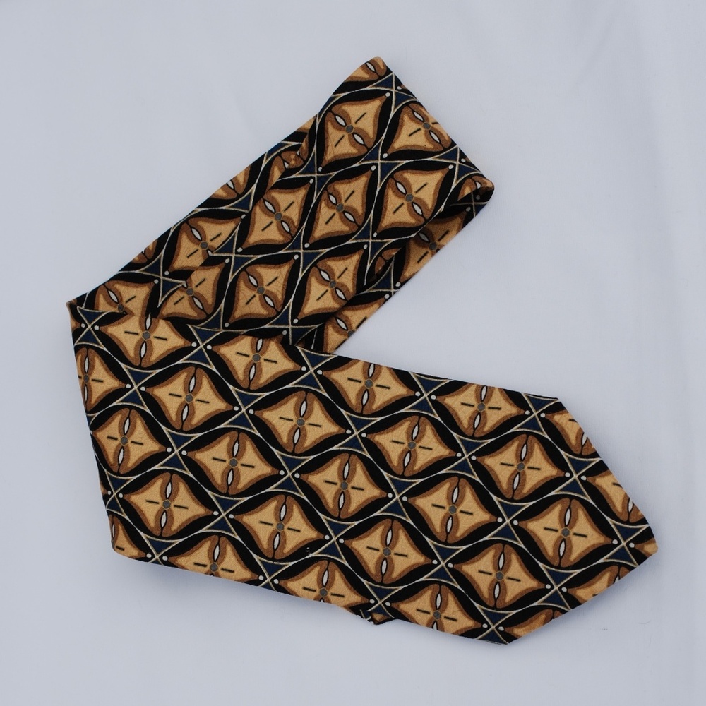 Pavia Gold and Black Silk Tie